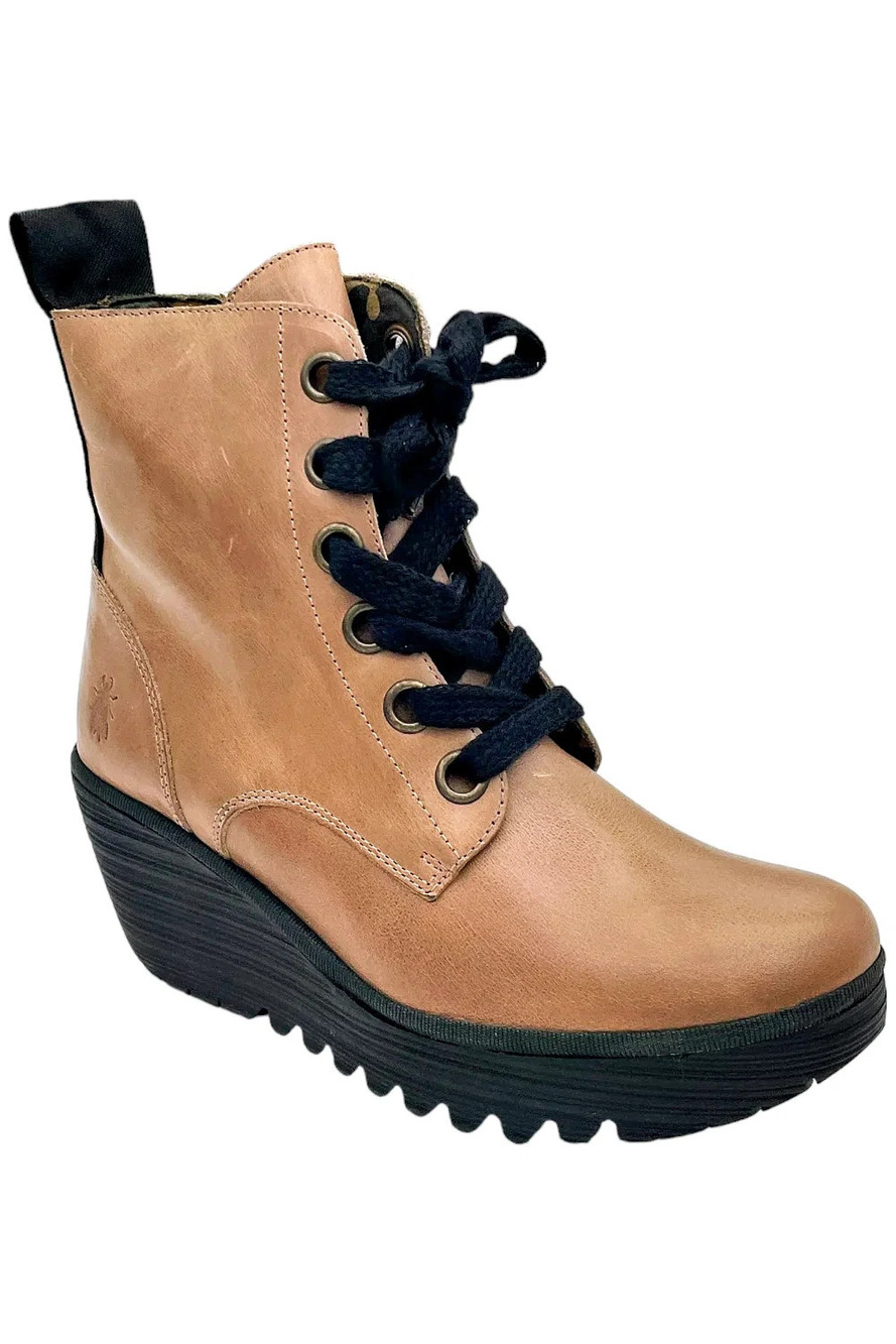 FLY London Leather Lace-Up Boots Yage Rug Rose - Medium